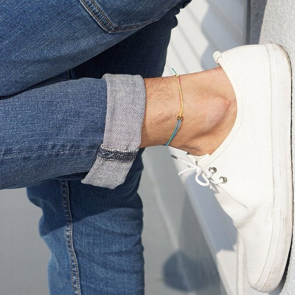 Alavel 選べる アンクレット ブレスレット ペア販売 ビーズ付きイニシャルミニチャーム APZ0016