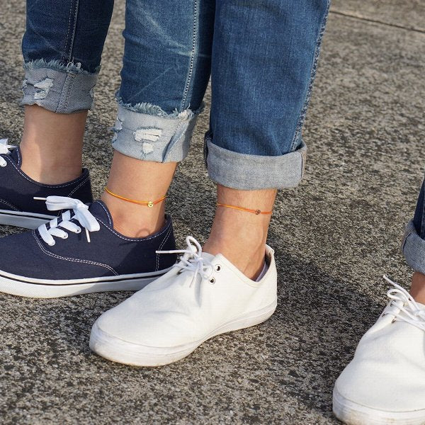 Alavel 選べる アンクレット ブレスレット ペア販売 ビーズ付きイニシャルミニチャーム APZ0016