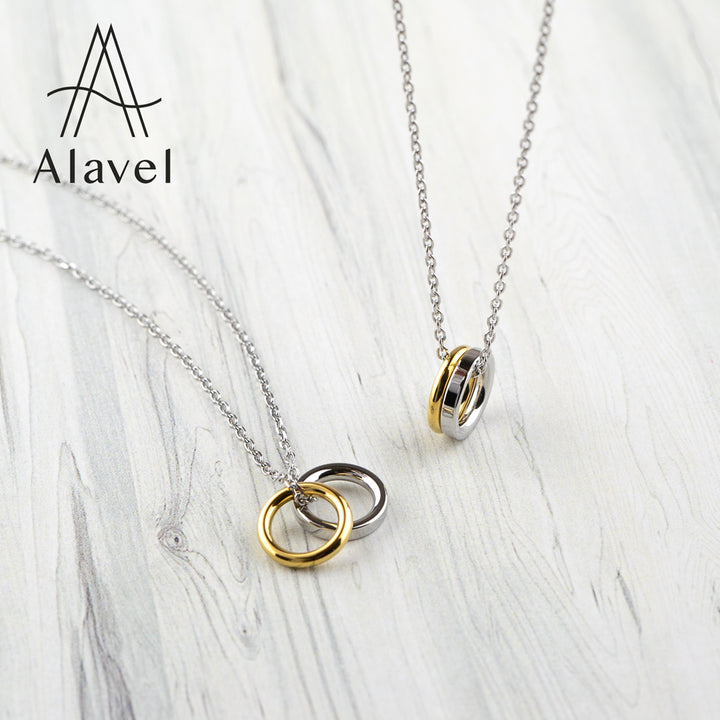 Alavel 選べる ダブルリングネックレス ペア販売 シンプル 2トーン APP0267-SHGD