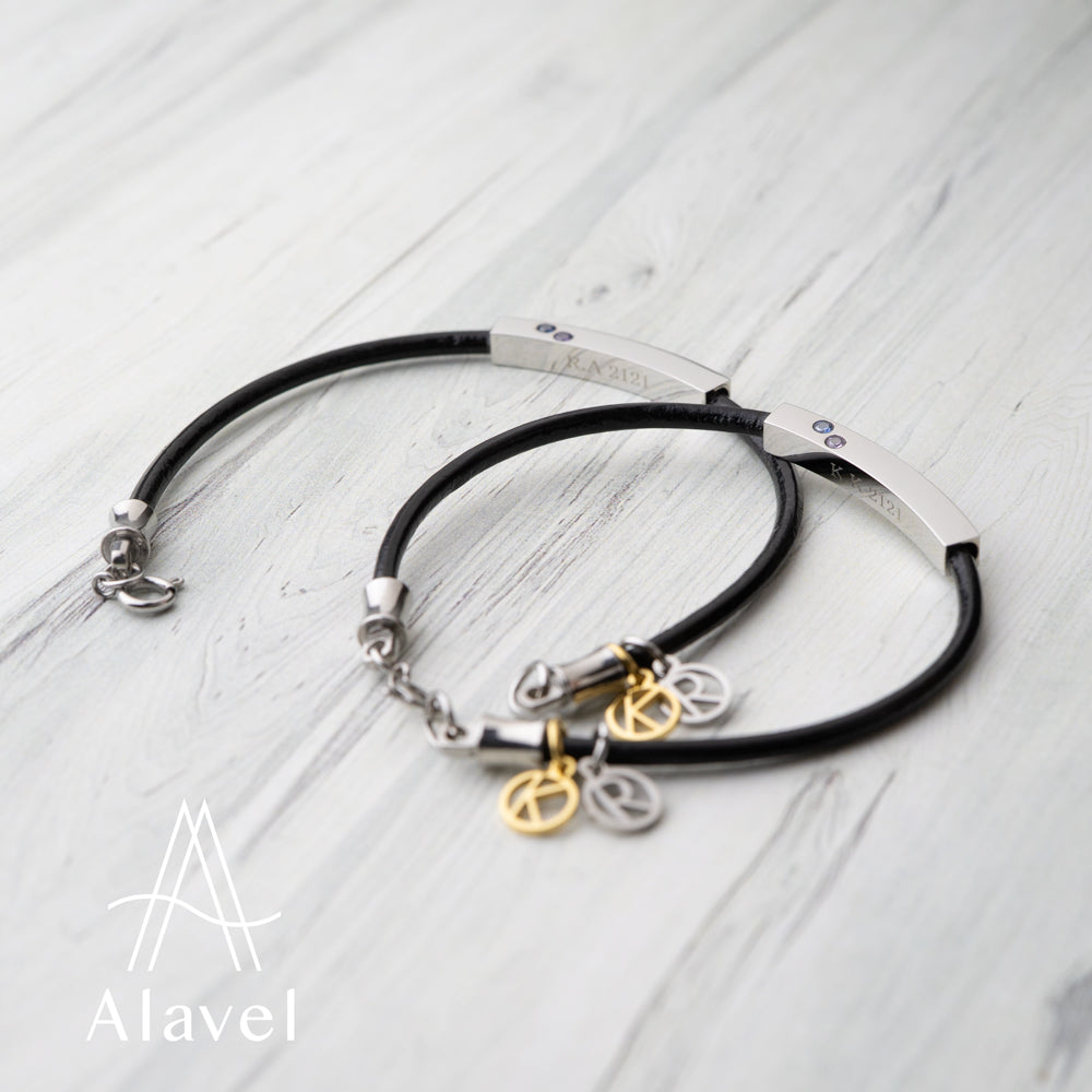 Alavel 選べる 革 レザー 誕生石 1連 ブレスレット ペア販売 ABYレザー 2.5mm APZ4038
