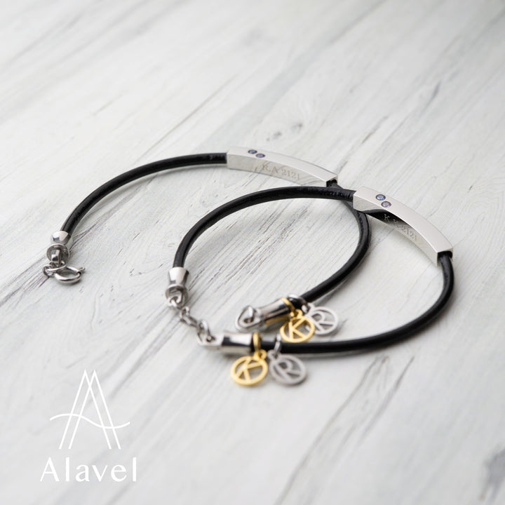 Alavel 選べる 革 レザー 誕生石 1連 ブレスレット ペア販売 ABYレザー 2.5mm APZ4038