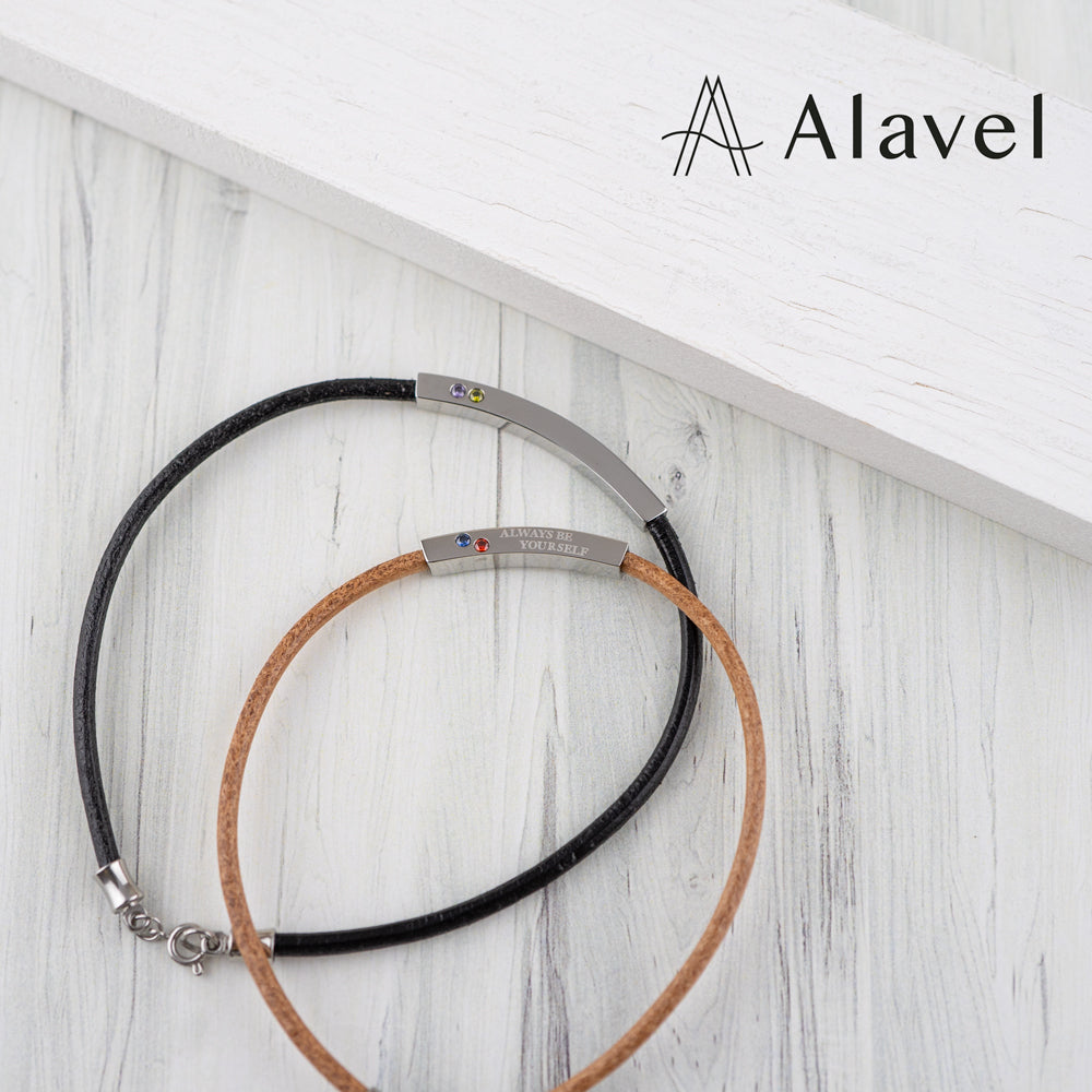 Alavel 選べる 革 レザー 誕生石 アンクレット ペア販売 ABYレザー 2.5mm APZ4042