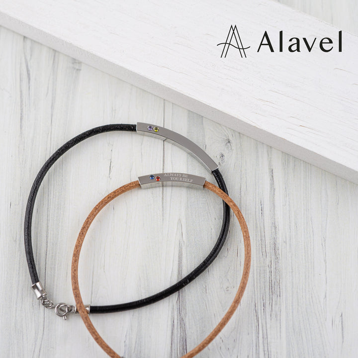 Alavel 選べる 革 レザー 誕生石 アンクレット ペア販売 ABYレザー 2.5mm APZ4042