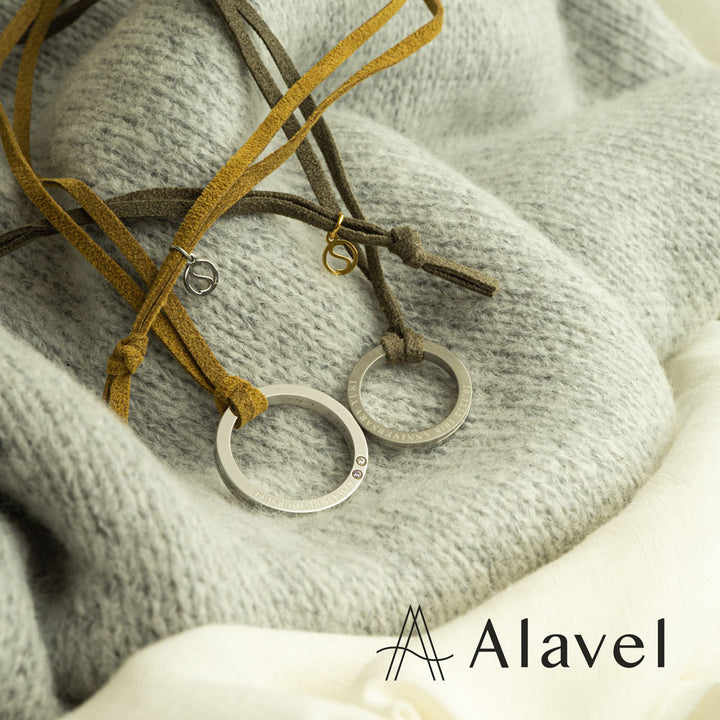 Alavel 選べる 革 レザー 誕生石 フェイク スエード リング ネックレス ペア販売 ABY APZ0515-SH